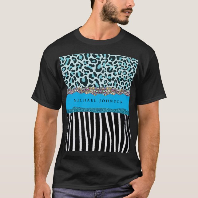 Teal Blue Turquoise Modern Glam Retro Men's Shirt (Front)