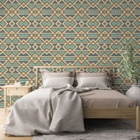 Teal Blue Turquoise Orange Brown Tribal Art