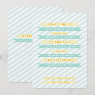 Teal Blue Vintage Banners Baby Shower Invitations