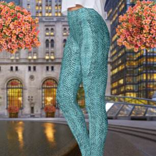 Teal Blue Viper Snakeskin Leggings