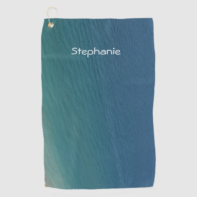 Teal Blue Water Abstract Monogram Name Beach Ocean Golf Towel (Front)