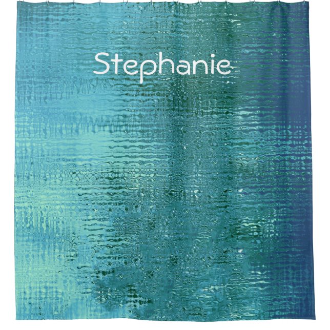 Teal Blue Water Abstract Shiny Monogrammed Name (Front)