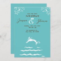 Teal Blue Watercolor Ombre Mandala We Eloped Invit