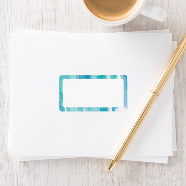 Teal Blue Watercolor Tie Dye Blank Address Label (Insitu)
