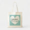 Teal blue weathered heart bridesmaid tote bag