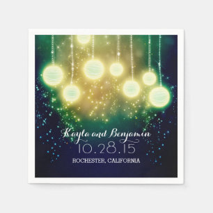 Teal Blue Wedding Lanterns Napkin