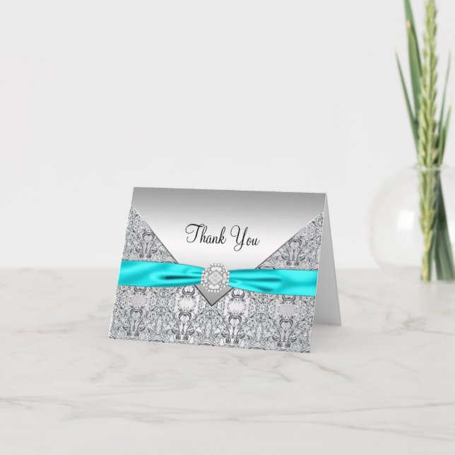 Teal Blue Wedding Thank You (Front)
