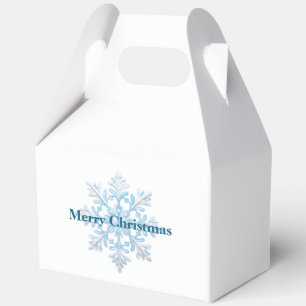 Teal Blue White Christmas Snowflake Favor Box