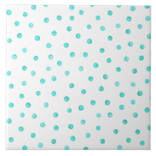 Teal Blue White Confetti Dots Pattern Tile