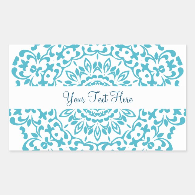 Teal Blue White Elegant Classy Lace Perxonalized Sticker (Front)