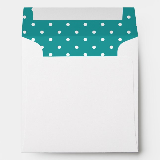 Teal Blue White Polka Dot Lined Envelopes (Back (Bottom))