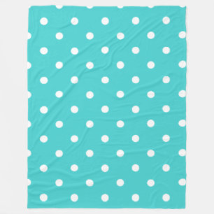Teal Blue with Polka Dots Fleece Blanket