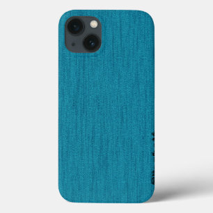 Teal Blue Wood Grain Monogram iPhone 13 Case
