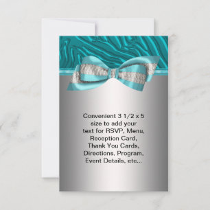 Teal Blue Zebra Bat Mitzvah RSVP Card