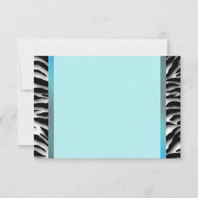Teal Blue Zebra RSVP Card (Front)
