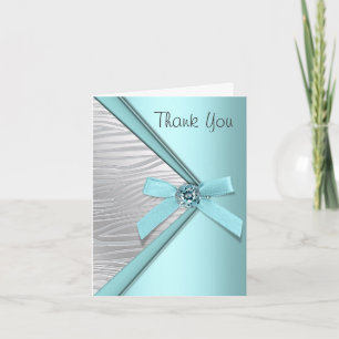 Teal Blue Zebra Thank You Cards