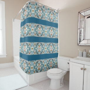 Teal Blues and White Daisy Pattern