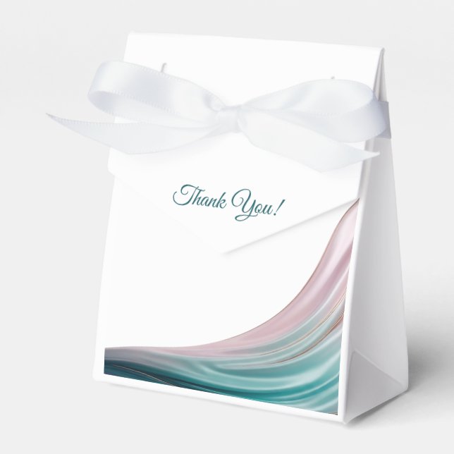 Teal & Blush Silk Favor Box (Front Side)