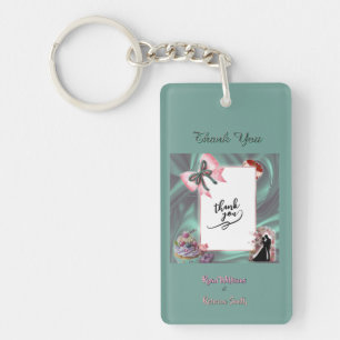 Teal & Blush Wedding Acrylic Keychain 