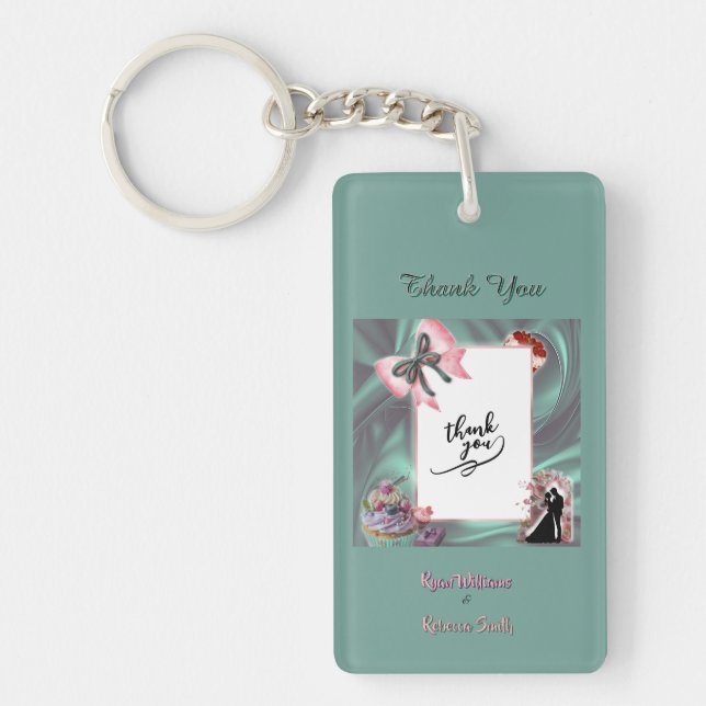 Teal & Blush Wedding Acrylic Keychain  (Front)