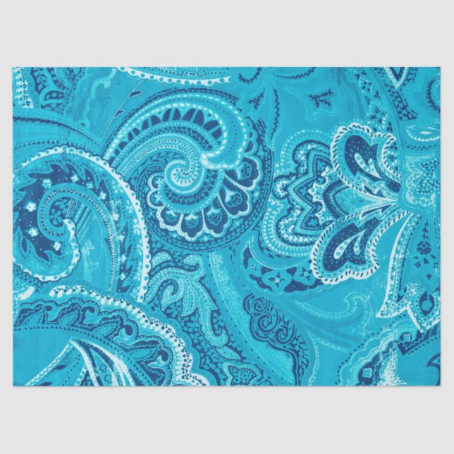 Teal Boho Chic Retro Hippy Paisley Bandanna Tissue Paper (Front)