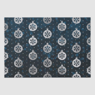 Teal Bokeh and Silver Foil Christmas Baubles Tissue Paper