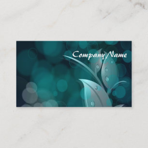Teal Bokeh Leaves Business Card
