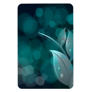 Teal Bokeh Leaves Magnet