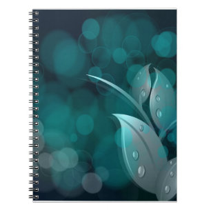 Teal Bokeh Leaves Notebook