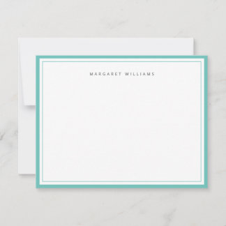 Teal Border Minimal Personalized Note Card