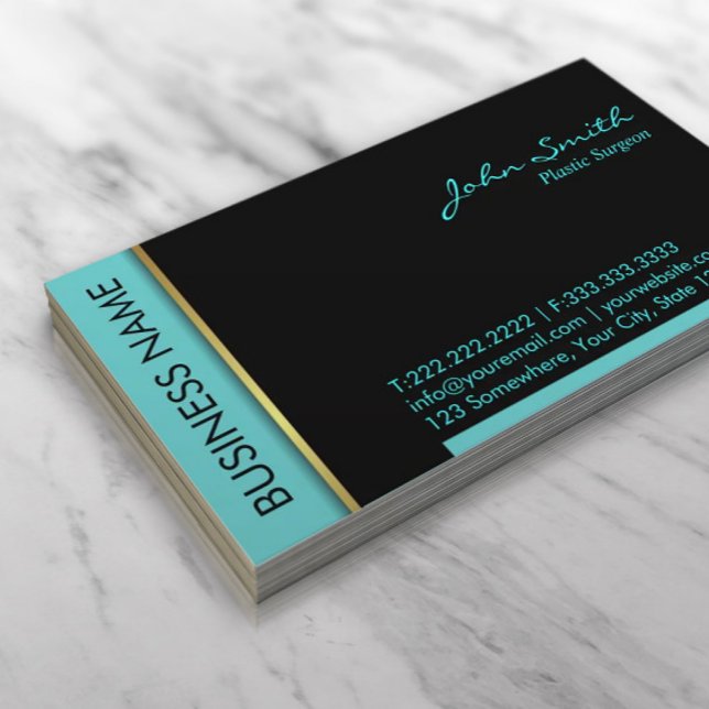 Teal Border Plastic Surgeon Business Card (Creator Uploaded)