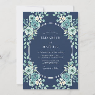 Teal Botanical Bliss Wedding Invitation