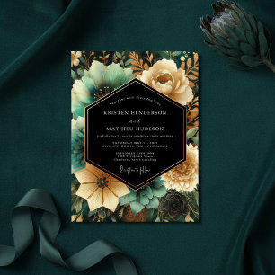 Teal Botanical Opulent Wedding Invitation