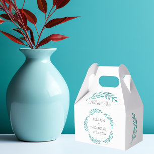 Teal Botanical Simple Elegant Modern Wedding Favor Box