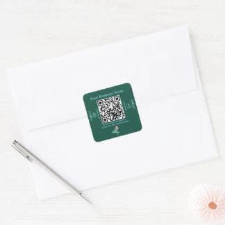 Teal Botanical Social Media QR Code Business Square Sticker