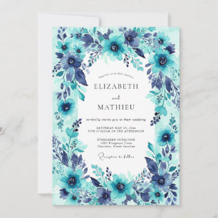 Teal Bountiful Summer Wedding Invitation