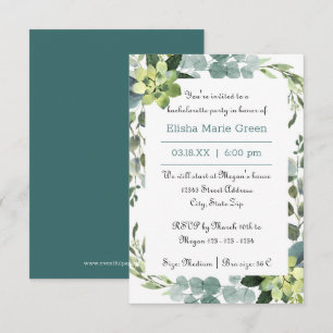 Teal Bouquet Frame - 3x5 Bachelorette Party Invite