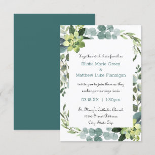 Teal Bouquet Frame - 3x5 Wedding Invitation
