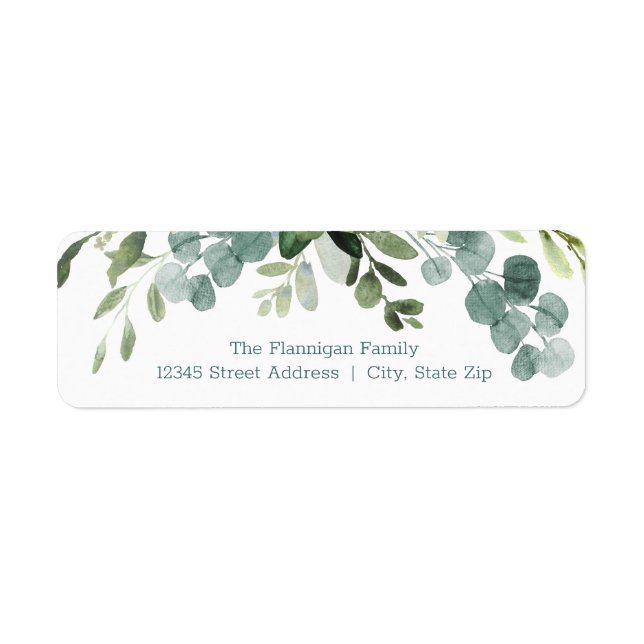 Teal Bouquet Upper Swag - Return Address Label (Front)