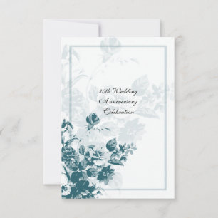 Teal Bouquet Wedding Anniversary Invitations