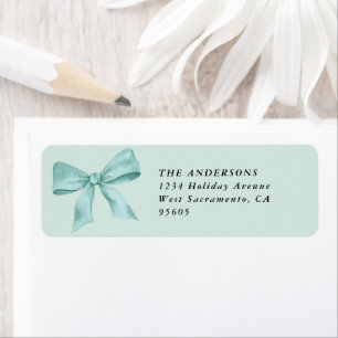 Teal Bow Christmas Return Address