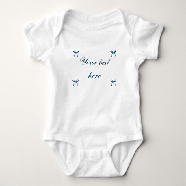 Teal Bows Personalized Infant Creeper (Front)