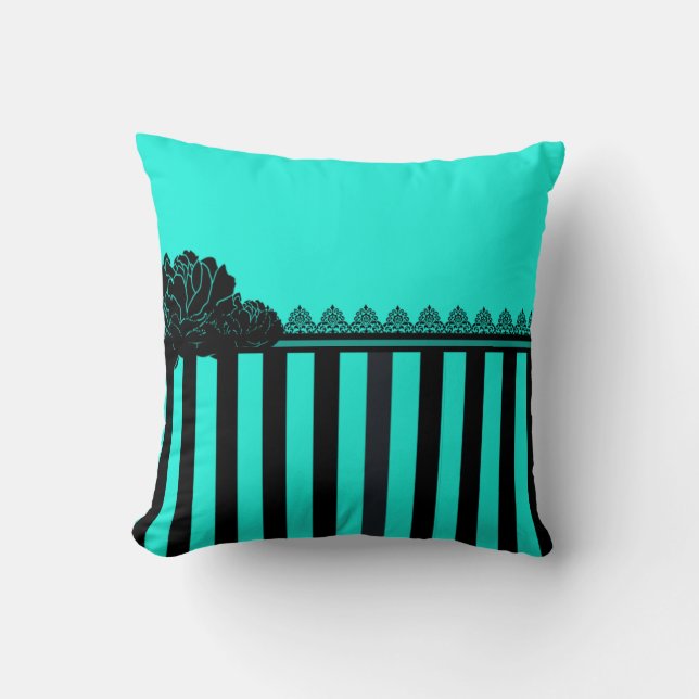 Teal breakfast at tiffany’s throw pillow (Front)