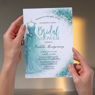 Teal Bridesmaid Dress Bridal Shower Invitation