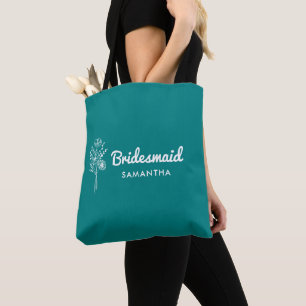 Teal Bridesmaid Proposal Maid of honour Gift  Tote Bag