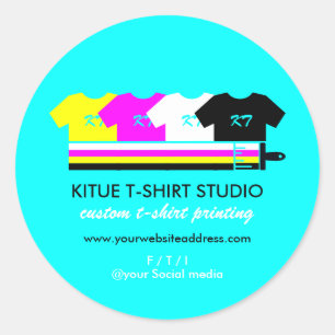 Teal Bright Coloured Shirts Paint Brush Classic Round Sticker