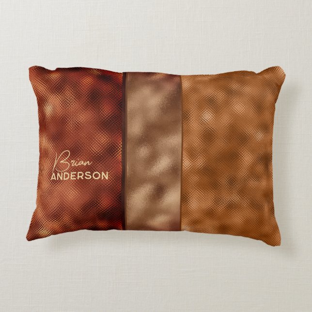 Teal brown faux copper patina Industrial custom  Accent Pillow (Back)