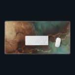 Teal Brown Gold Abstract Marble Desk Mat<br><div class="desc">A sophisticated desk mat featuring flowing teal and deep brown marble textures highlighted with elegant gold veins. This artistic abstract design blends earthy tones with modern luxury,  creating a stylish and calming workspace for your desk setup.</div>