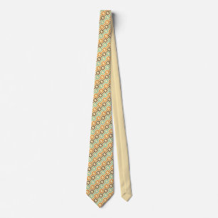 Teal Brown Orange Retro Geometric Pattern  Tie
