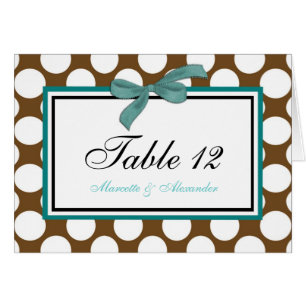 Teal Brown Polka Dot Table Cards